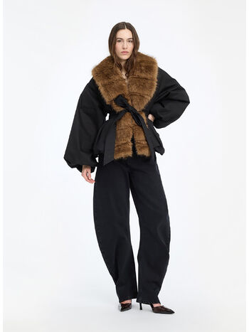 PELLICCIA FAUX FUR COLLAR, 100 BLACK, small