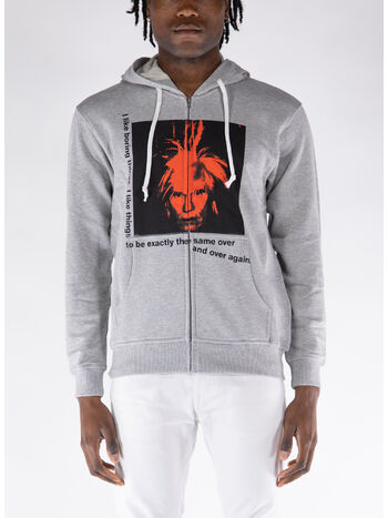 FELPA HOODIE FULL ZIP, TOP GREY, small