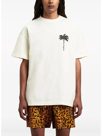 T-SHIRT PAM TREE-PRINT, 0310 OFF WHITE BLACK, small