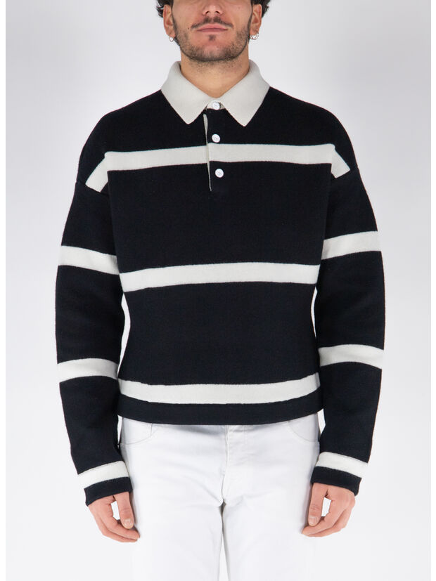 POLO STRUCTURED LONG-SLEEVE, 999 BLACK, large
