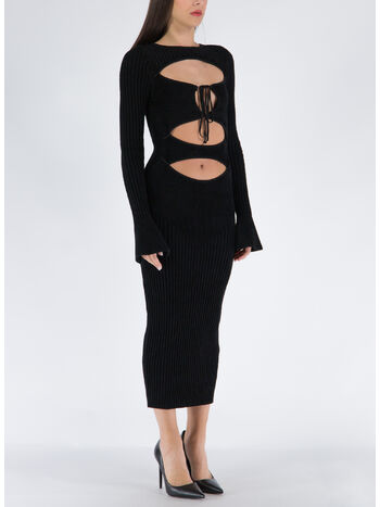 ABITO RIBBED VELVET MIDI DRESS, 004 BLACK, small