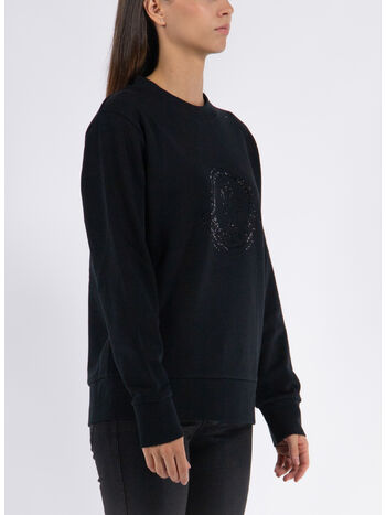 FELPA GIROCOLLO CON LOGO GLITTER, 999, small