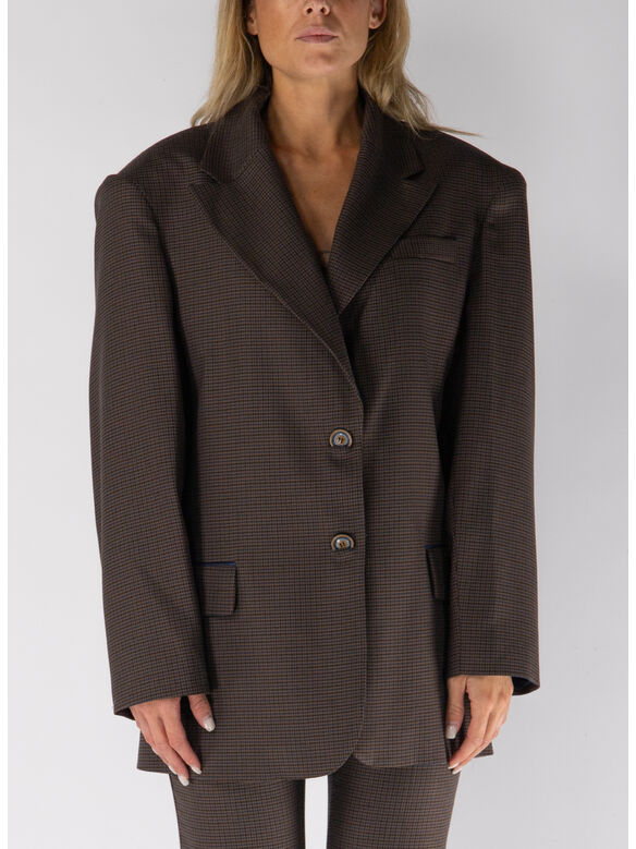 GIACCA MONOPETTO HORIZON OVERSIZE, BROWN/NAVY, medium