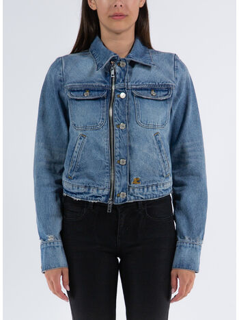 GIACCA ZIPPER BLUE DENIM JACKET, 7011 LIGHT BLUE WASH, small