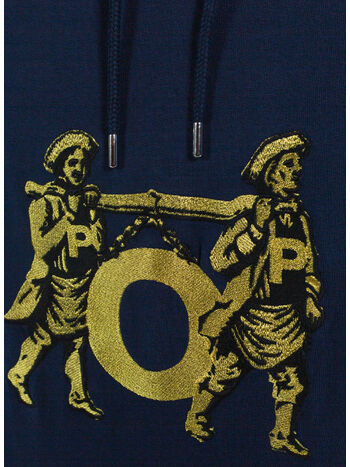 FELPA CARRY CON CAPPUCCIO E RICAMO, NAVY, small