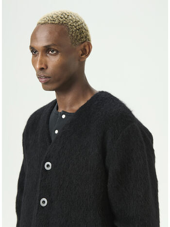 CARDIGAN BONE BOTTON MOHAIR, BLACK, small