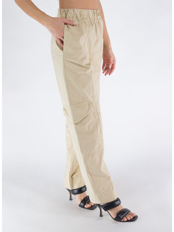 PANTALONE WASHED COTTON CANVAS ELASTICATED, 531 PALE KHAKI, small