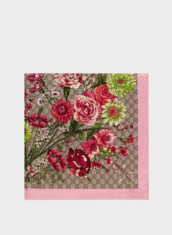 FOULARD IN SETA CON STAMPA BOUQUET FLOREALE, 9772, small