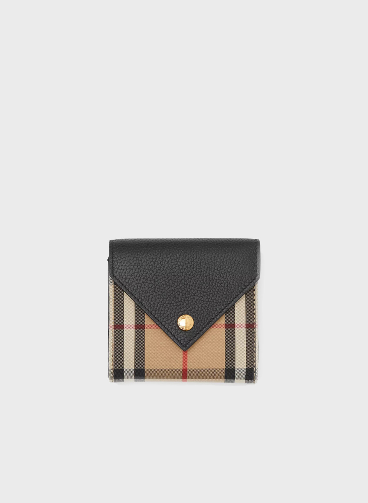 BURBERRY PORTAFOGLIO A LIBRO IN PELLE A GRANA E TESSUTO CON MOTIVO