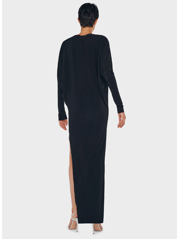 ABITO DOLMAN WRAP GOWN W/ SIDE SLIT, BLACK, small