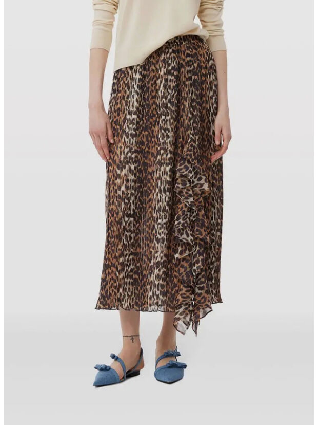 GONNA PLEATED MIDI FLOUNCE, 859 ALMOND MILK, large