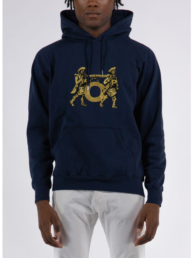 FELPA CARRY CON CAPPUCCIO E RICAMO, NAVY, large