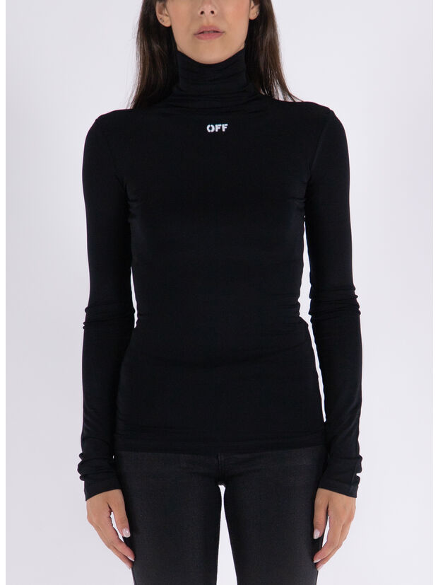 MAGLIA OFF LOGO CON COLLO ALTO, 1001 BLACK WHITE, large