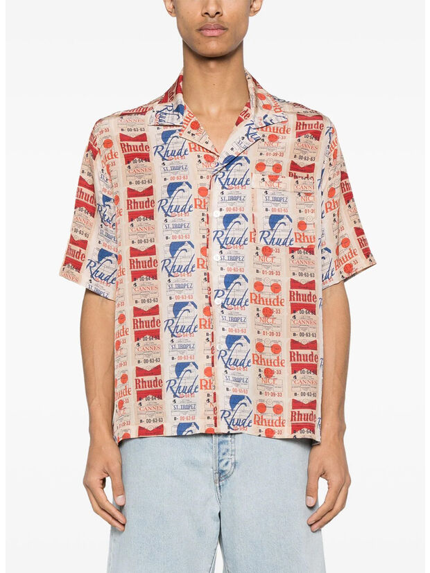 CAMICIA IN SETA VOYAGE DE RHUDE, 0108 BLACK, large