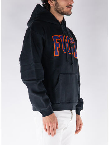 FELPA HOODIE CON LOGO STAMPATO, BLK0001 BLACK, small