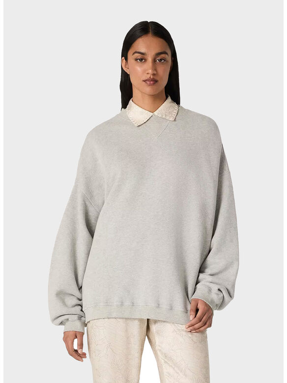 FELPA GARMENT OVERSIZE UNISEX, 60513 ALLUMINIUM MELANGE GRAY, medium