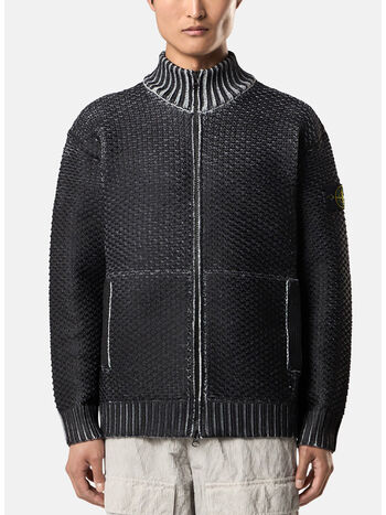 CARDIGAN CON ZIP E STAMPA SUBLIMATICA, V0061 PEARL GREY, small