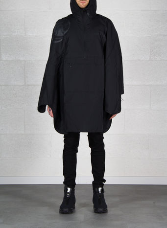 GIUBBOTTO R&C WOVEN PONCHO, BLACK, small