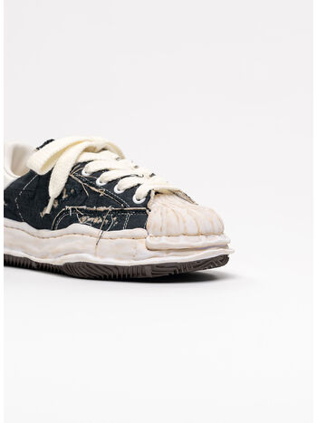 SCARPA OG SOLE RIPPED OVERDYE CANVAS LOW-TOP UNISEX, BLACK, small
