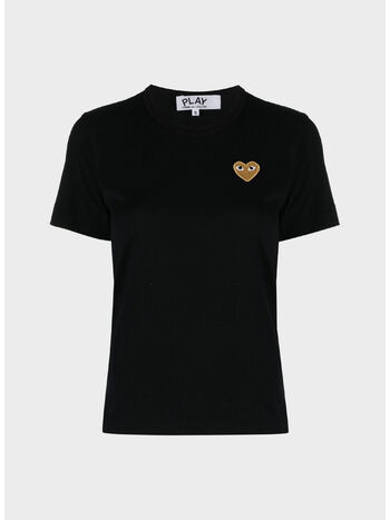 T-SHIRT GOLD HEART, BLACK, small