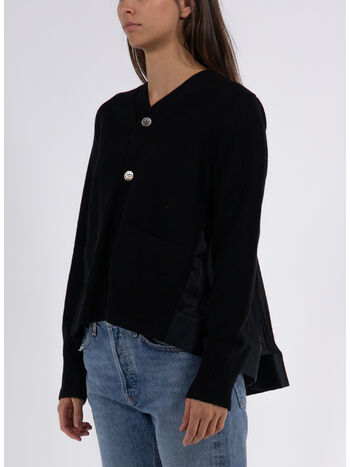 CARDIGAN WOOL KNIT, 001 BLACK, small