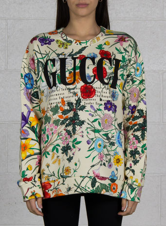 FELPA FLORA LOGO GUCCI VINTAGE, 9510IVORYMULTICOLOR, small