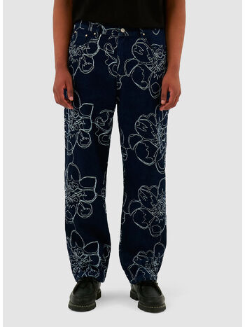 JEANS FLOWER STITCH ALL-OVER, NAVY, small