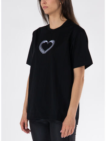 T-SHIRT GIROCOLLO CON STAMPA FRONTALE, BLACK, small