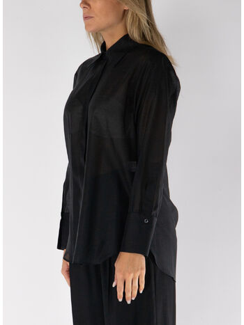 CAMICIA SEMITRASPARENTE CON COLLO BUTTON DOWN, NERO, small