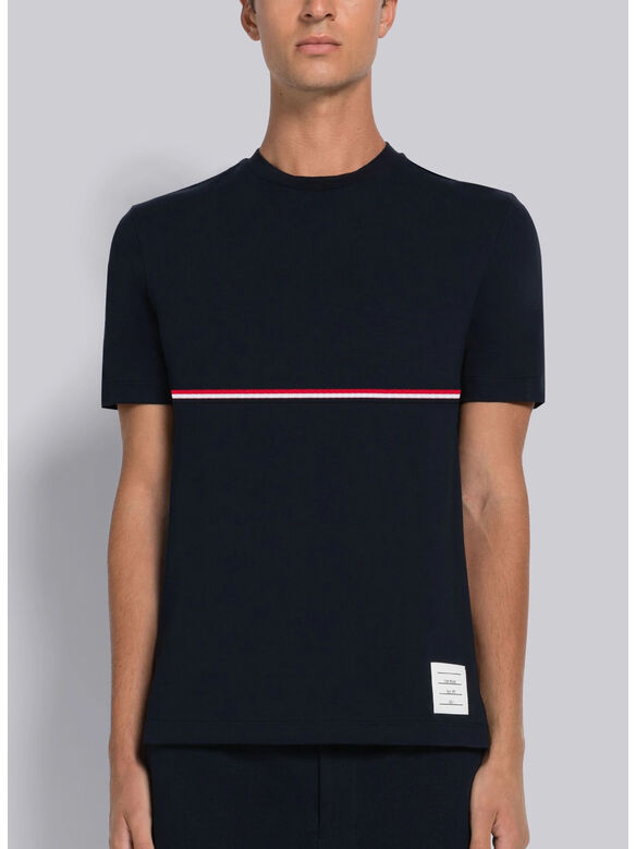 T-SHIRT SHORT SLEEVE TEE W/ RWB STRIPE, 415 NAVY, medium