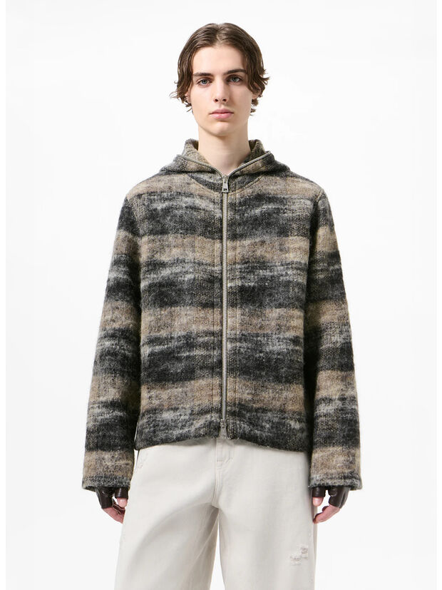 FULL ZIP HOOD, NIGHT WOODS CHHECK LOFTY WOOL, large