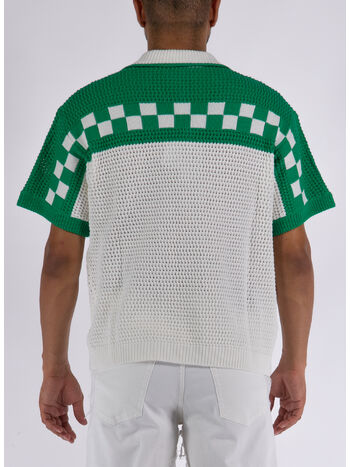 CAMICIA FAUX CROCHET, 02 WHITE/ GREEN, small