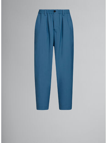 PANTALONI CON COULISSE IN FRESCO DI LANA, 00B37, small