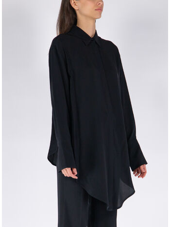 CAMICIA WRAP FRONT BLOUSE, 1 BLACK, small