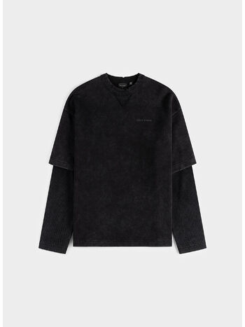 T-SHIRT LAYERED, BLACK, small