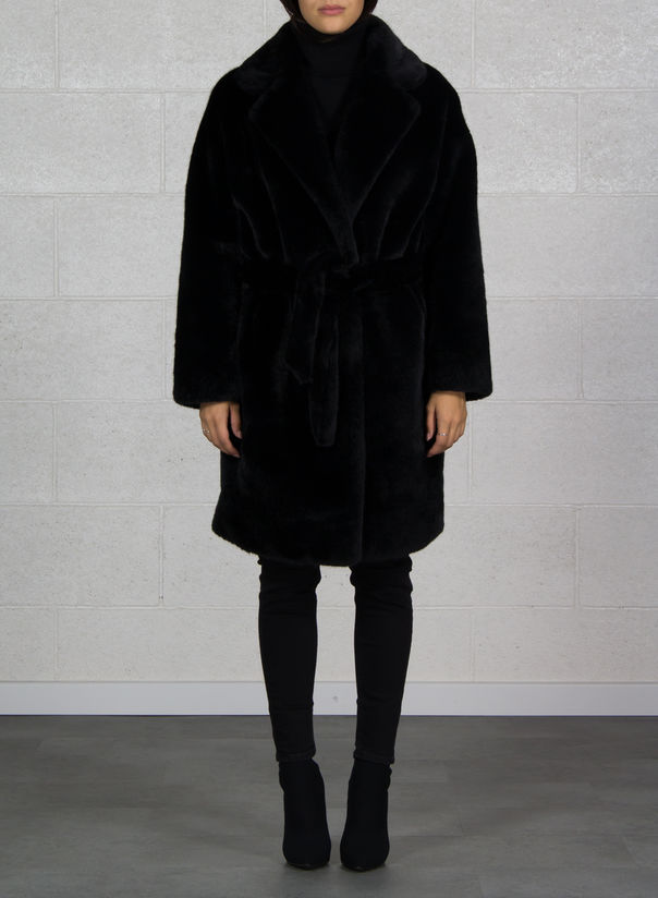 CAPPOTTO CON CINTA, NERO, large