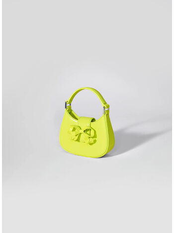 BORSA CURVED BOW MICRO SHOULDER BAG, LIME GREEN, small