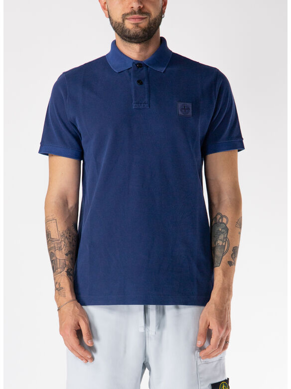 POLO A MANICE CORTE CON PATCH LOGO, V0028 BLUE MARINE, medium
