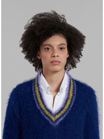 MAGLIONE MOHAIR CON FINITURE A RIGHE, 00B56, small