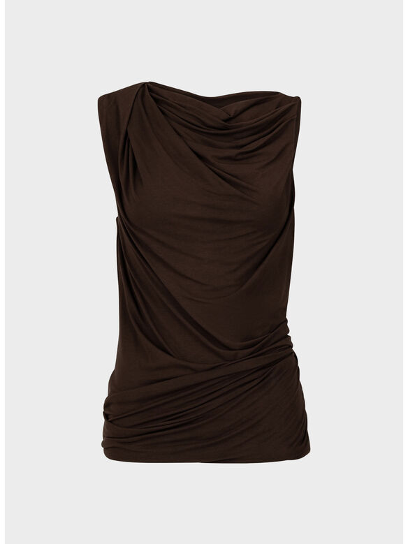 MAGLIA DRAPE TOP, C737 TOBACCO, medium