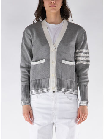 CARDIGAN V NECK 4-BAR, 055 LT GREY, small