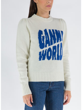 PULLOVER GRAPHIC GANNI WORLD, 135 EGRET, small