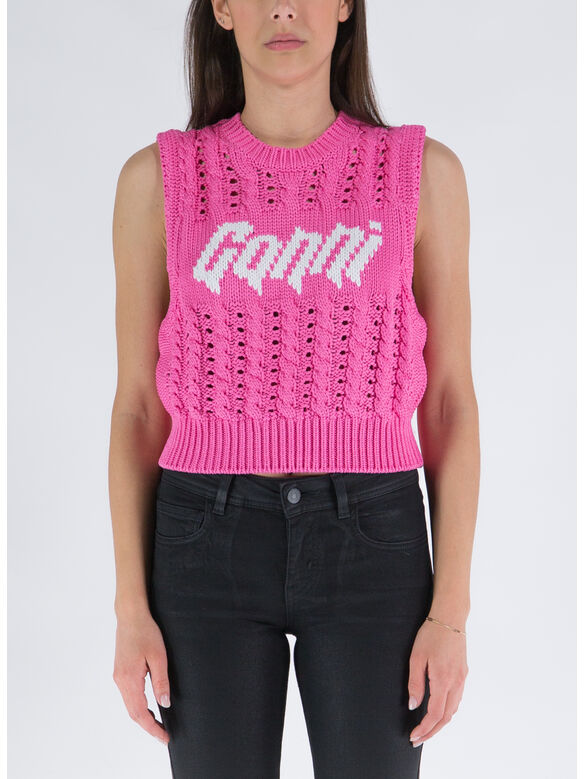 TOP KNIT CON LOGO, 534 BONBON, medium