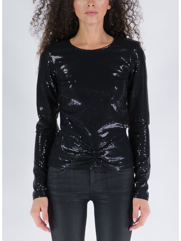BLUSA FOIL JERSEY OPEN BACK, 1000 BLACK, medium