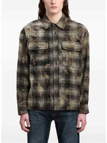 CAMICIA CURVED LOGO CHECK, 0903 GREY/OFF WHITE, small