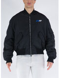 GIACCA BOMBER CON RICAMO, 1001 BLACK WHITE, thumb