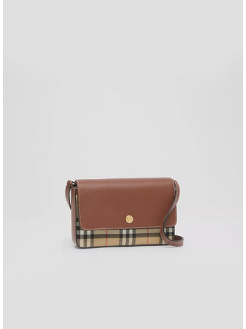 BORSA PENNY IN PELLE E VINTAGE CHECK, A.BEIGE/TAN, small