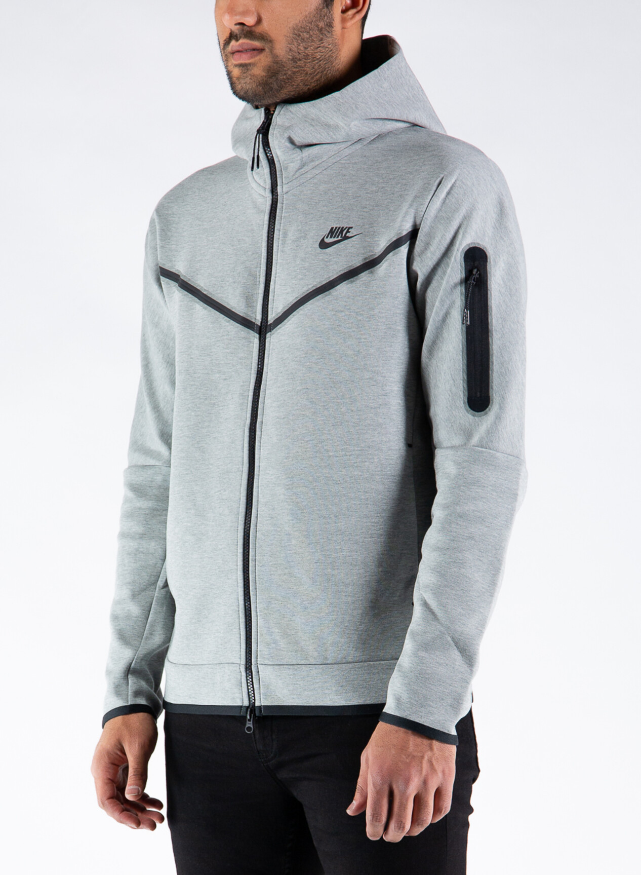 NIKE FELPA SPORTSWEAR TECH FLEECE CON CAPPUCCIO E ZIP Grigio Uomo | Susi