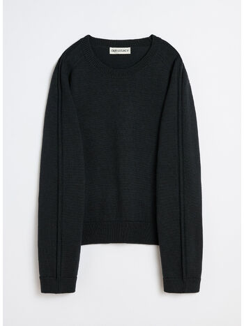 MAGLIONE GIROCOLLO TRUE ROUNDNECK, OFF BLACK RUSTIC MERINO, small