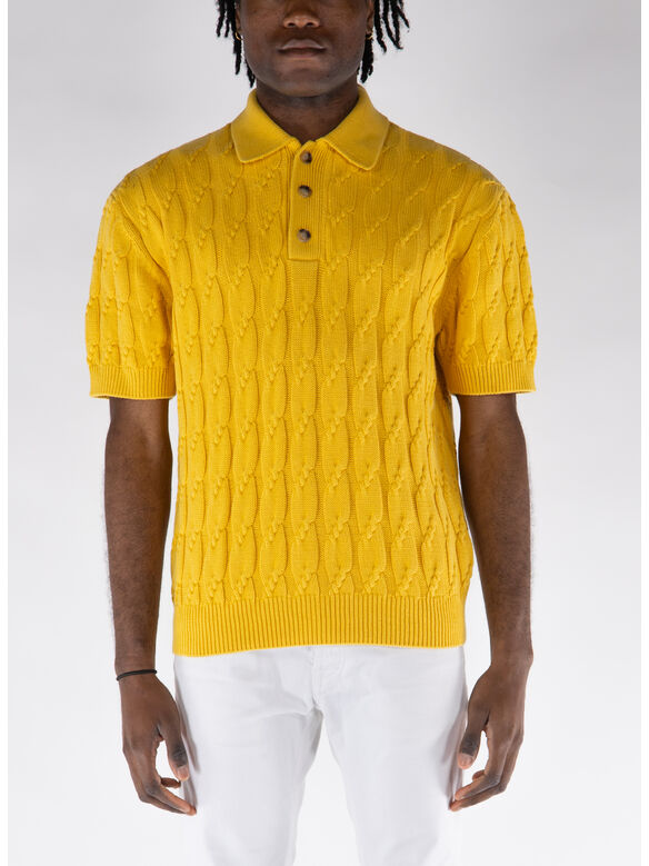 POLO IN MAGLIA TRECCIATO, YL YELLOW, medium